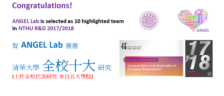 ANGEL Lab is selected as 10 highlighted team in NTHU R&D 2017/2018